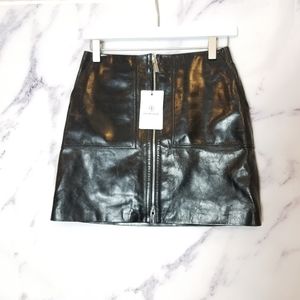 ANINE BING Black Mini Leather Skirt, size XS.